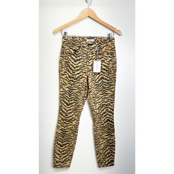 Good American High Waist Crop Jeans Tan Brown‎ Zebra 4/27 NWT - Picture 1 of 8